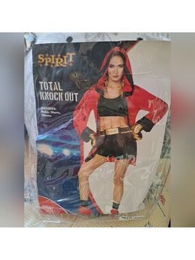 SPIRIT HALLOWEEN Total Knockout boxer costume Robe shorts gloves ladies small